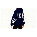 Women's graphic print hoodie with hood and bold back lettering