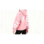 Women's graphic print hoodie with hood and bold back lettering