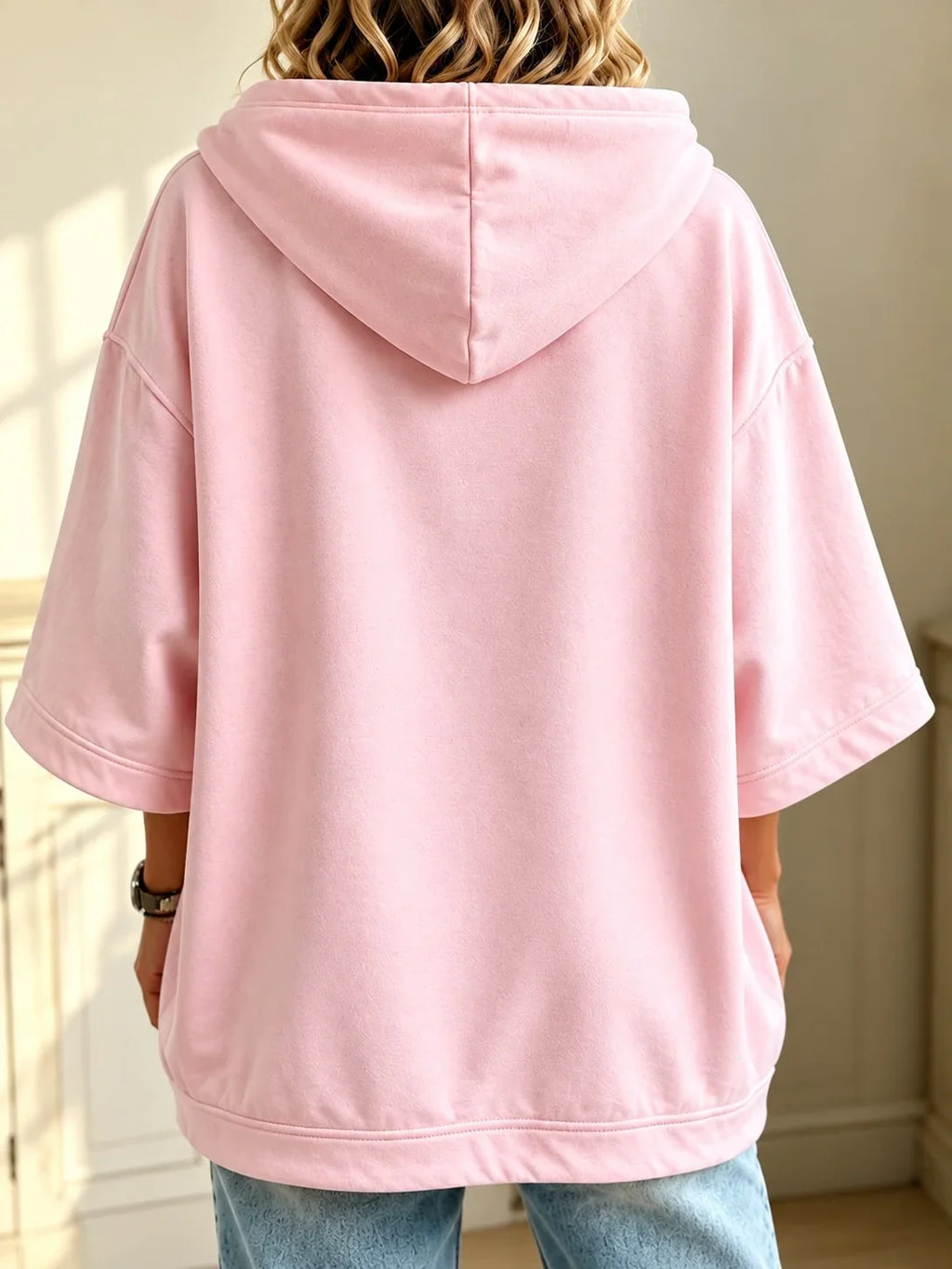 Women's pink awareness hoodie with dog and ribbon graphic
