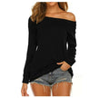Women's long sleeve off-shoulder plain top