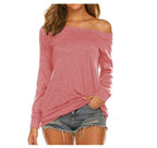 Women's long sleeve off-shoulder plain top