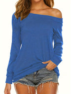 Women's long sleeve off-shoulder plain top