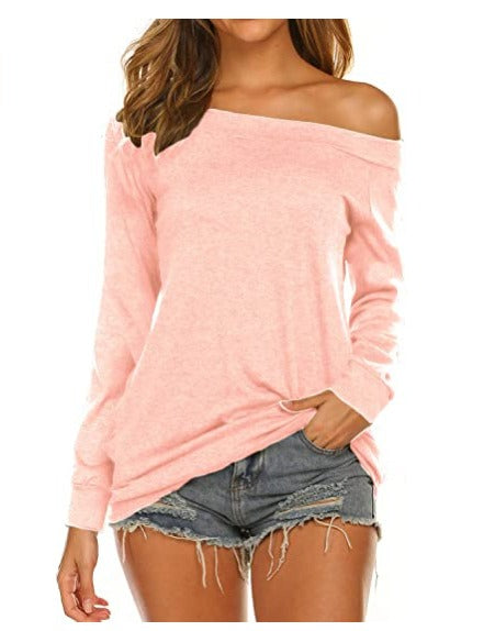 Women's long sleeve off-shoulder plain top