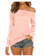 Women's long sleeve off-shoulder plain top