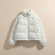 Women's cropped quilted jacket with ribbed texture, high collar and long sleeves