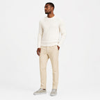 Men's cable knit crew neck jumper with long sleeves