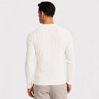Men's cable knit crew neck jumper with long sleeves