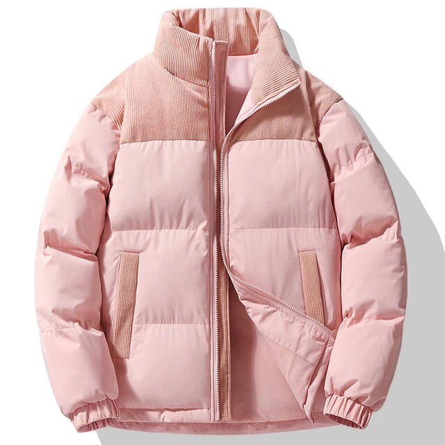 Men's padded jacket with corduroy collar and front pockets