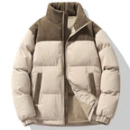 Men's padded jacket with corduroy collar and front pockets