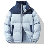 Men's padded jacket with corduroy collar and front pockets
