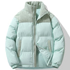 Men's padded jacket with corduroy collar and front pockets