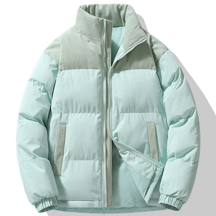 Men's padded jacket with corduroy collar and front pockets