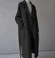 Women's long trench coat with lapels, belt and double-breasted buttons