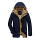 Men's hooded fleece-lined winter parka jacket with multiple pockets