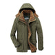 Men's hooded fleece-lined winter parka jacket with multiple pockets
