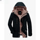 Men's hooded fleece-lined winter parka jacket with multiple pockets