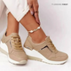 Women's platform wedge sneakers with perforated panels and lace-up front