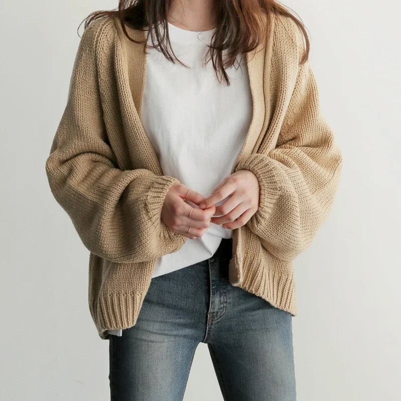 Women's open front chunky knit cardigan