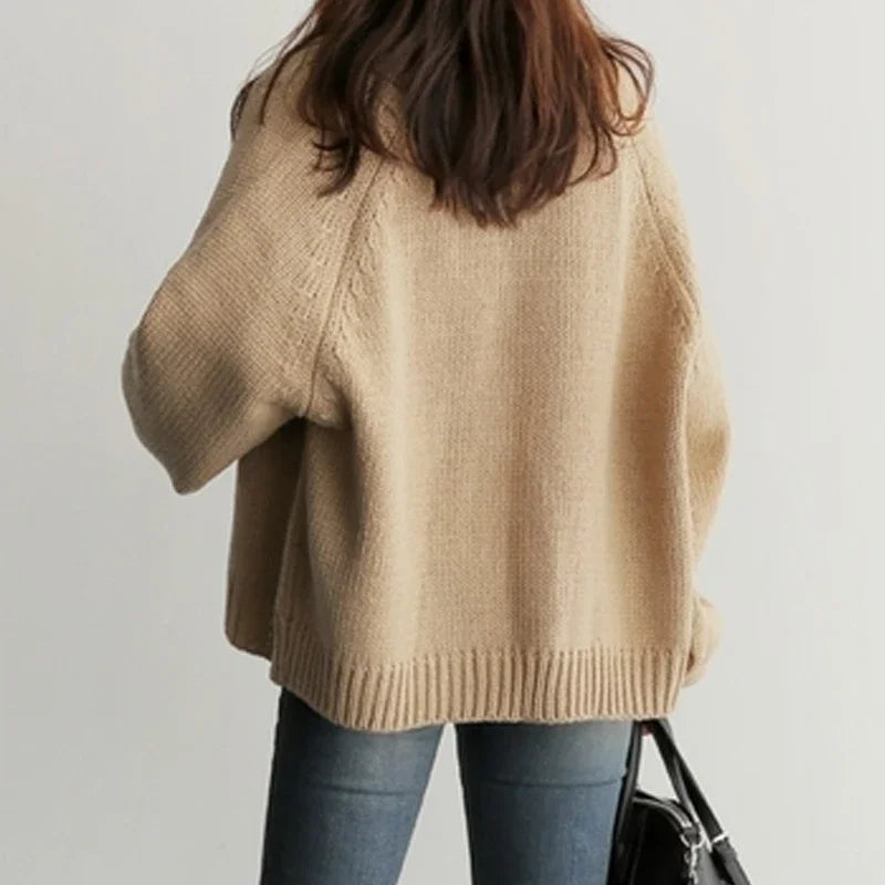Women's open front chunky knit cardigan