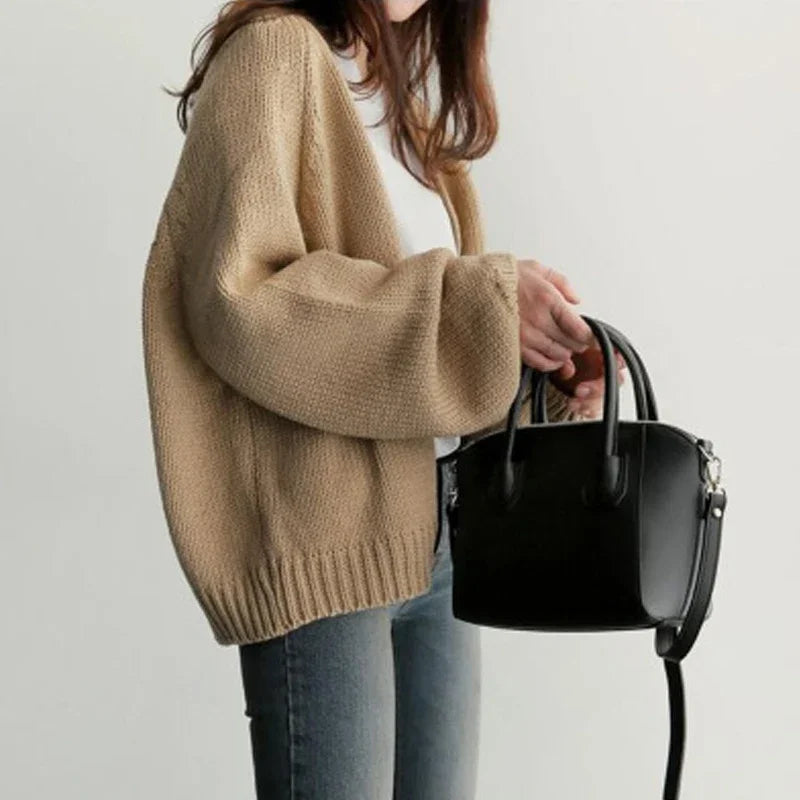 Women's open front chunky knit cardigan