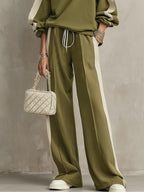 Women's olive sweatshirt and wide-leg trouser co-ord set