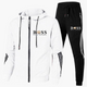 Men's hooded tracksuit with zip jacket and striped joggers