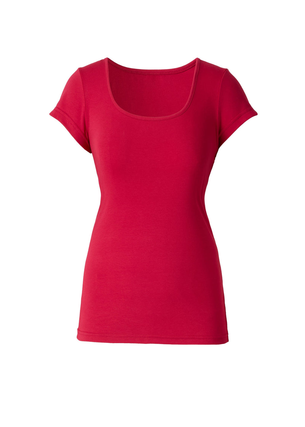 Women's pink fitted scoop neck T-shirt