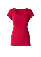 Women's pink fitted scoop neck T-shirt