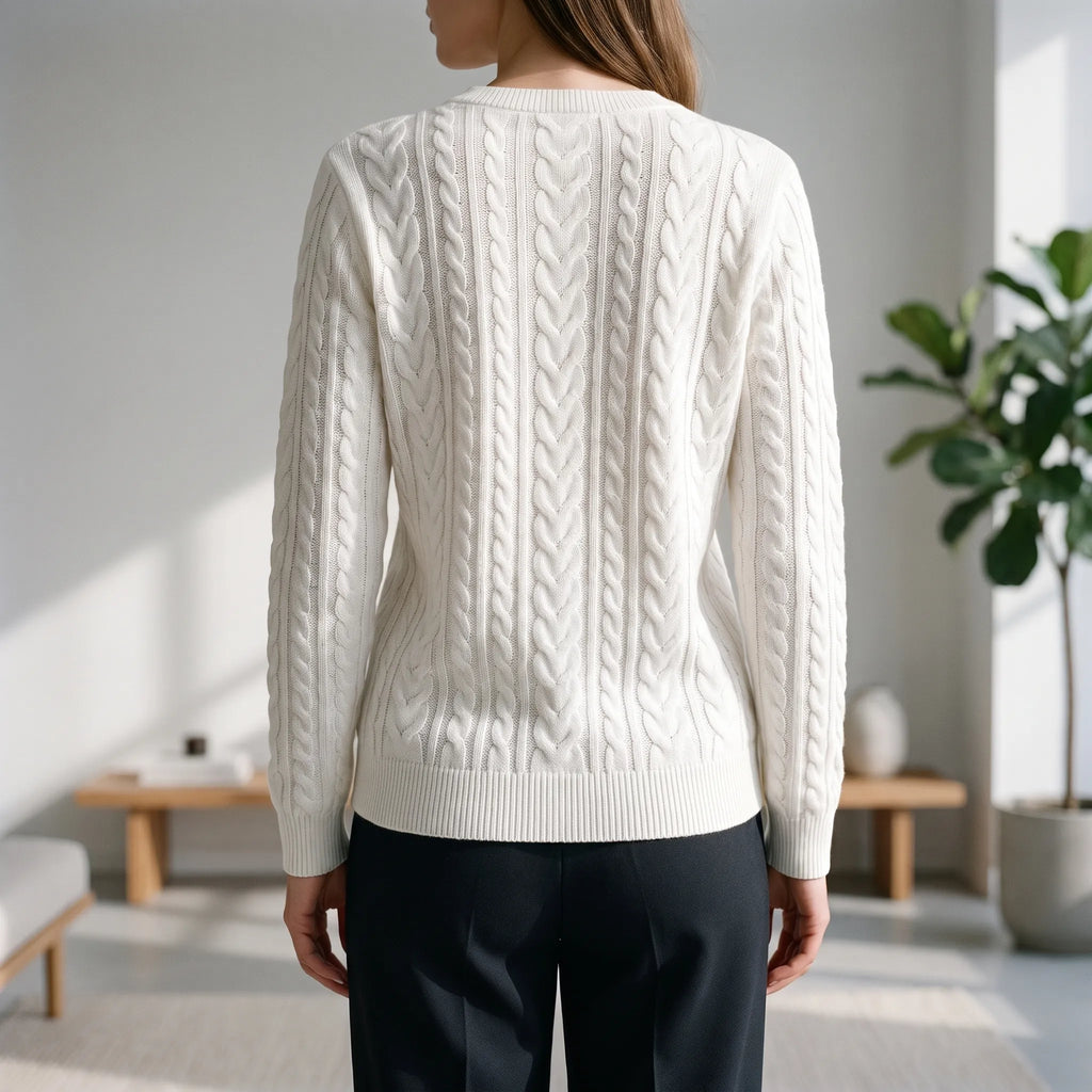 Zanthea  - Textured Cable-Pattern Zip Up Jumper Layering On Cooler Days
