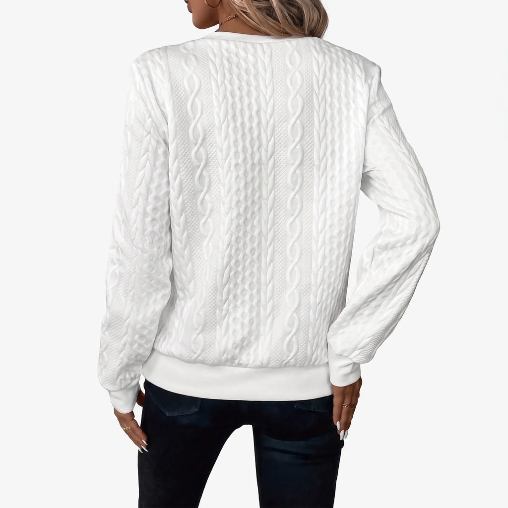 Zanthea  - Textured Cable-Pattern Zip Up Jumper Layering On Cooler Days