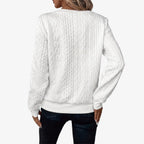Zanthea  - Textured Cable-Pattern Zip Up Jumper Layering On Cooler Days
