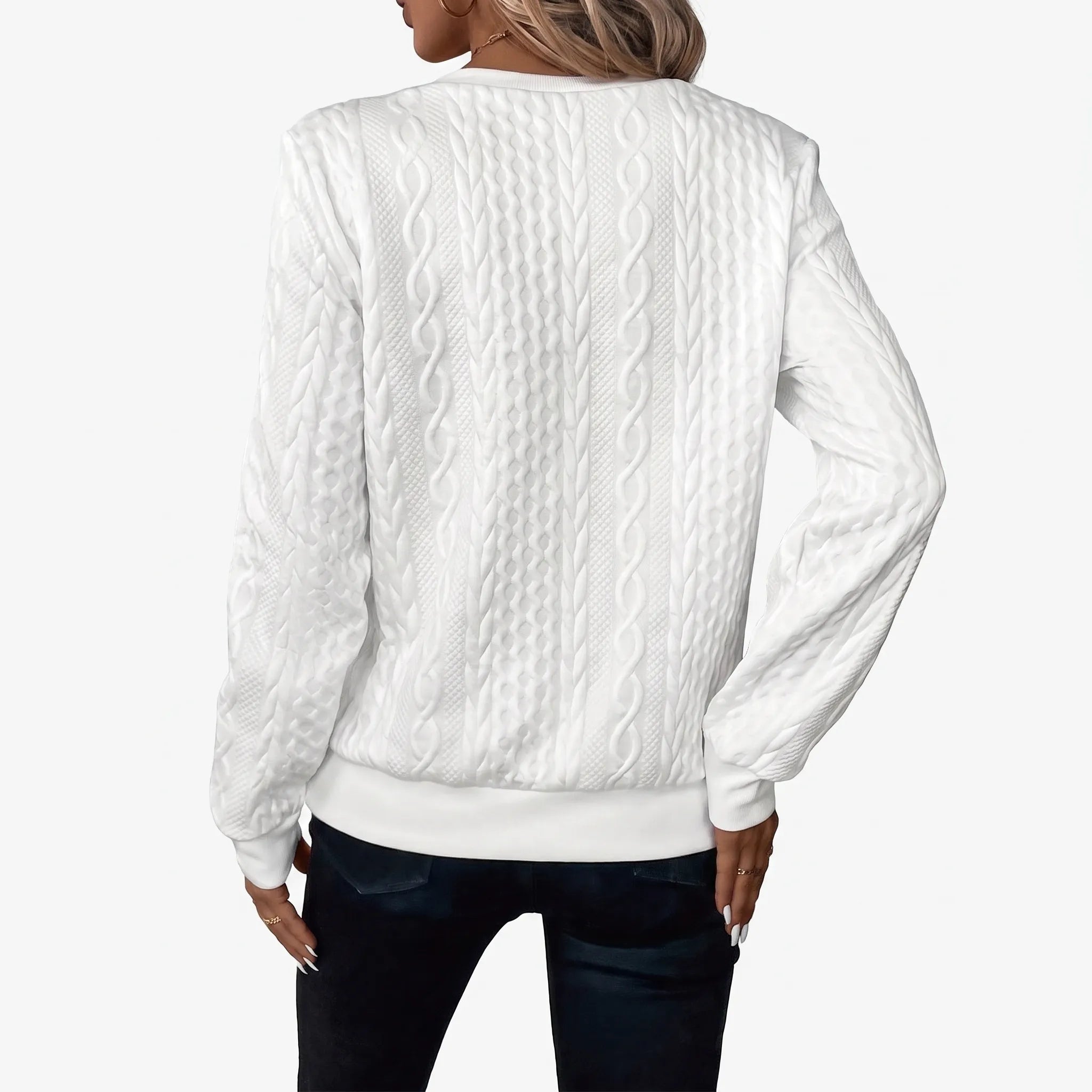 Zanthea  - Textured Cable-Pattern Zip Up Jumper Layering On Cooler Days