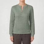 Zanthea  - Textured Cable-Pattern Zip Up Jumper Layering On Cooler Days