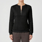 Zanthea  - Textured Cable-Pattern Zip Up Jumper Layering On Cooler Days