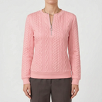 Zanthea  - Textured Cable-Pattern Zip Up Jumper Layering On Cooler Days