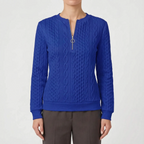 Zanthea  - Textured Cable-Pattern Zip Up Jumper Layering On Cooler Days