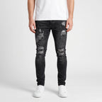 Zarvis  - Slim Fit Black Ripped Jeans Everyday Casual Wear