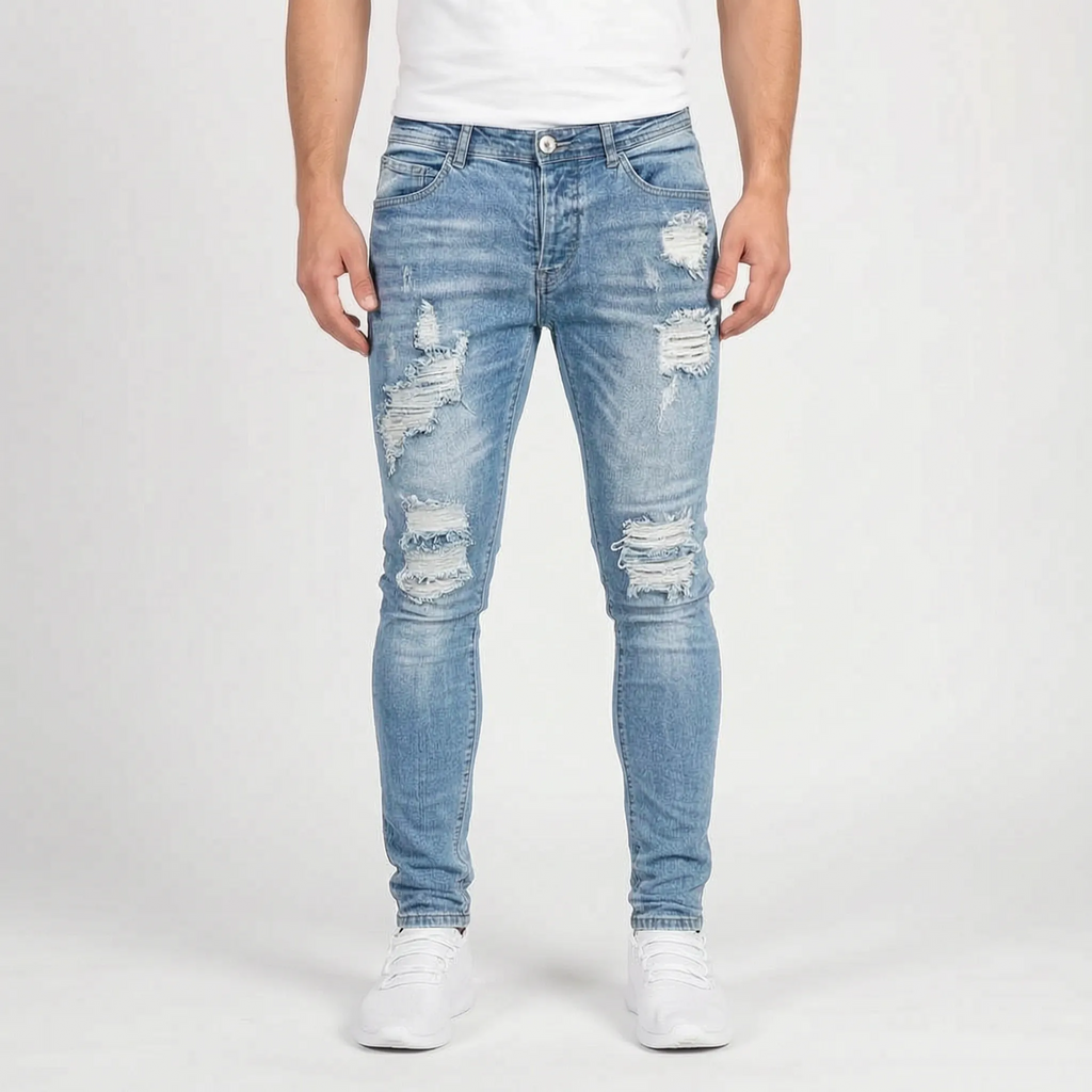 Zarvis  - Slim Fit Black Ripped Jeans Everyday Casual Wear
