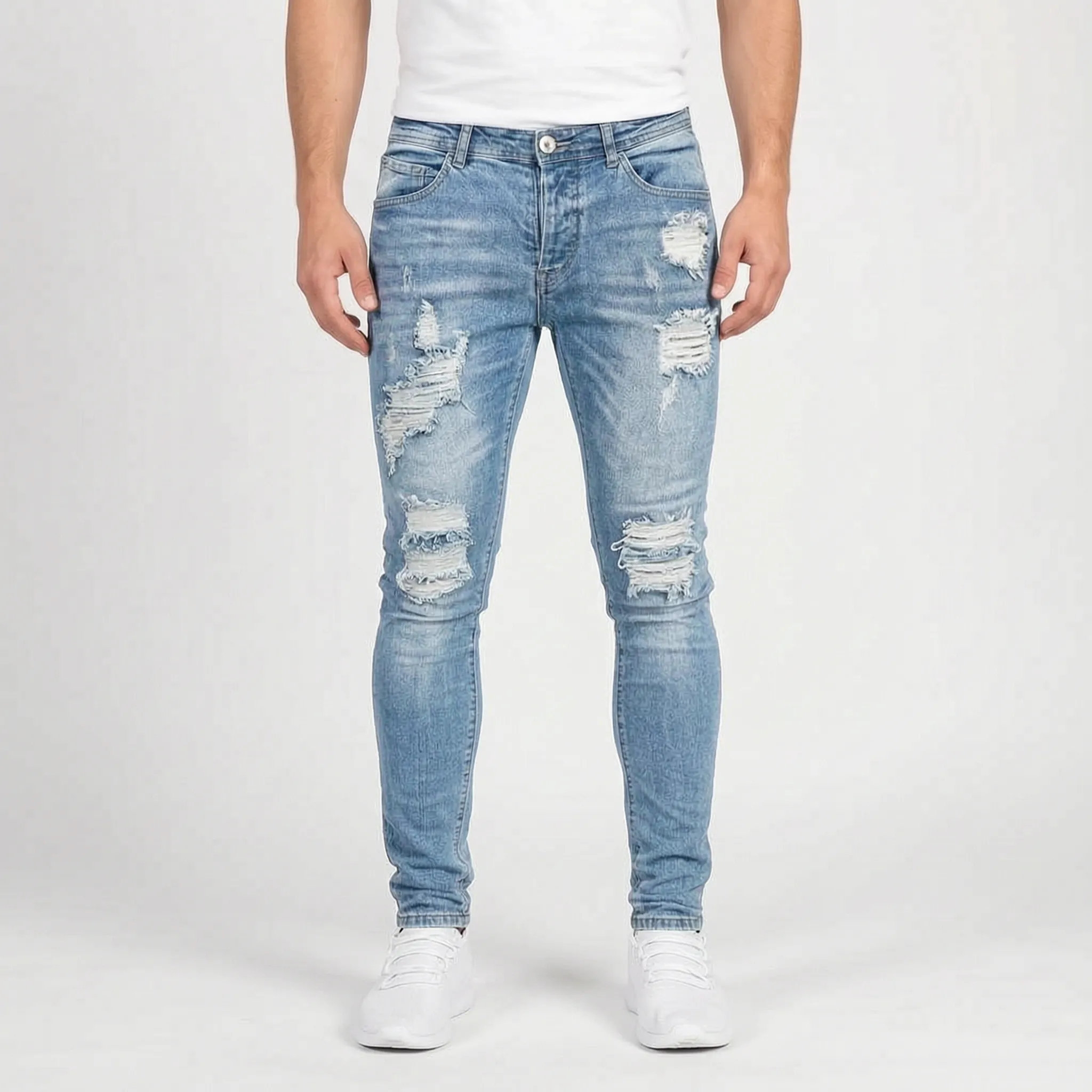 Zarvis  - Slim Fit Black Ripped Jeans Everyday Casual Wear