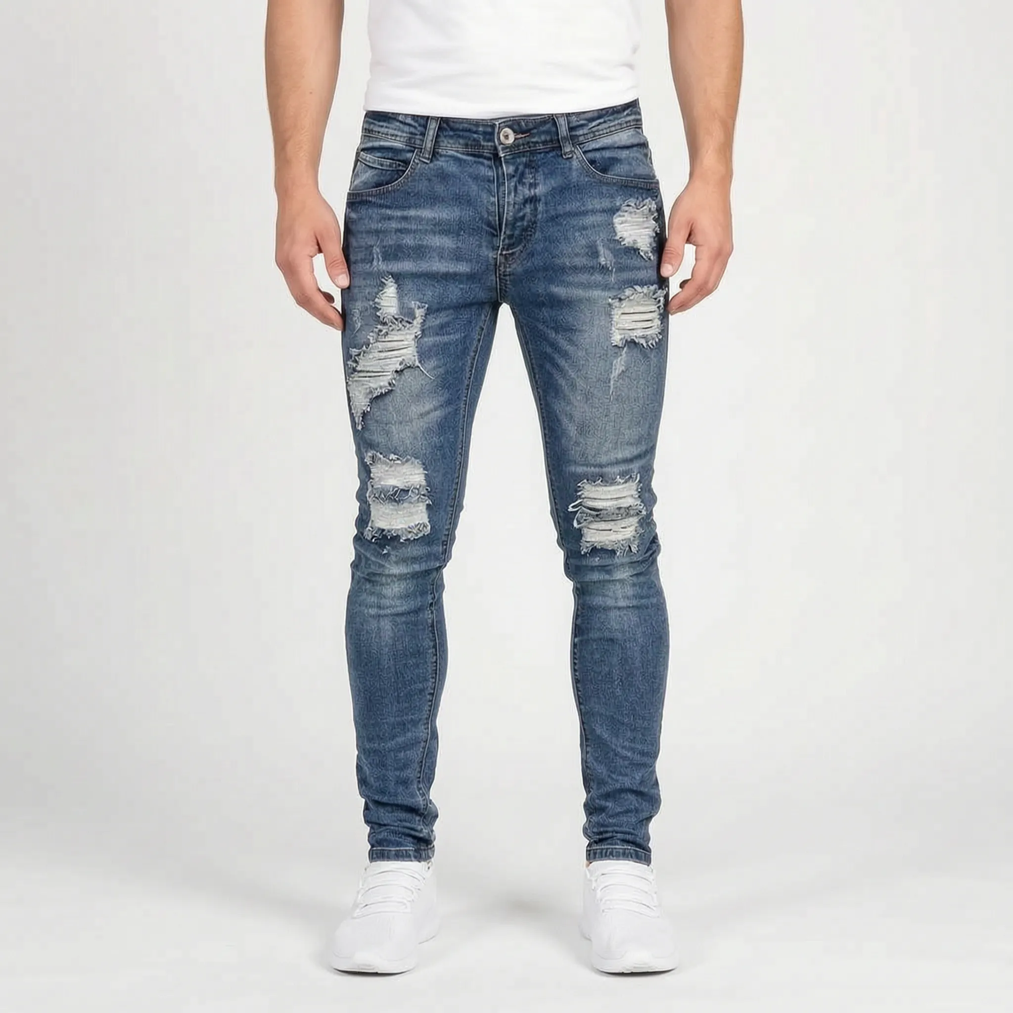 Zarvis  - Slim Fit Black Ripped Jeans Everyday Casual Wear