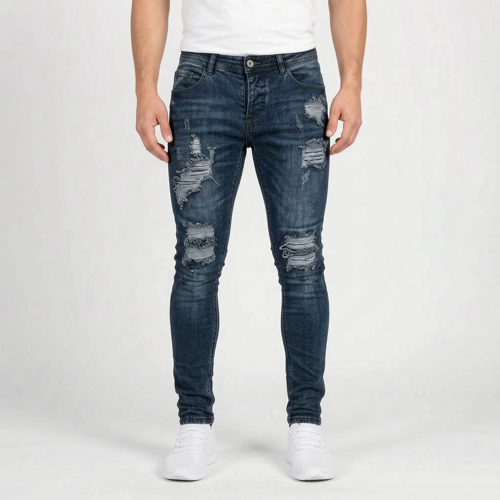 Zarvis  - Slim Fit Black Ripped Jeans Everyday Casual Wear