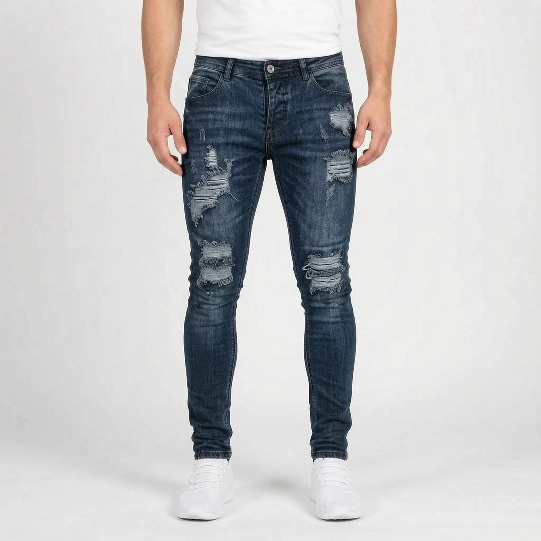 Zarvis  - Slim Fit Black Ripped Jeans Everyday Casual Wear