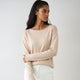 Women's fine knit sweater with round neck and long sleeves