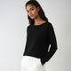 Women's fine knit sweater with round neck and long sleeves