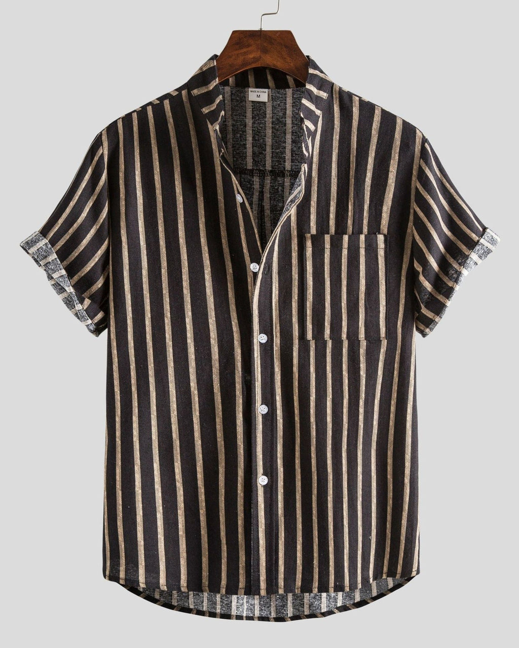 Men's short sleeve shirt with geometric and leafy floral print