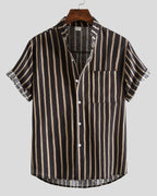 Men's short sleeve shirt with geometric and leafy floral print