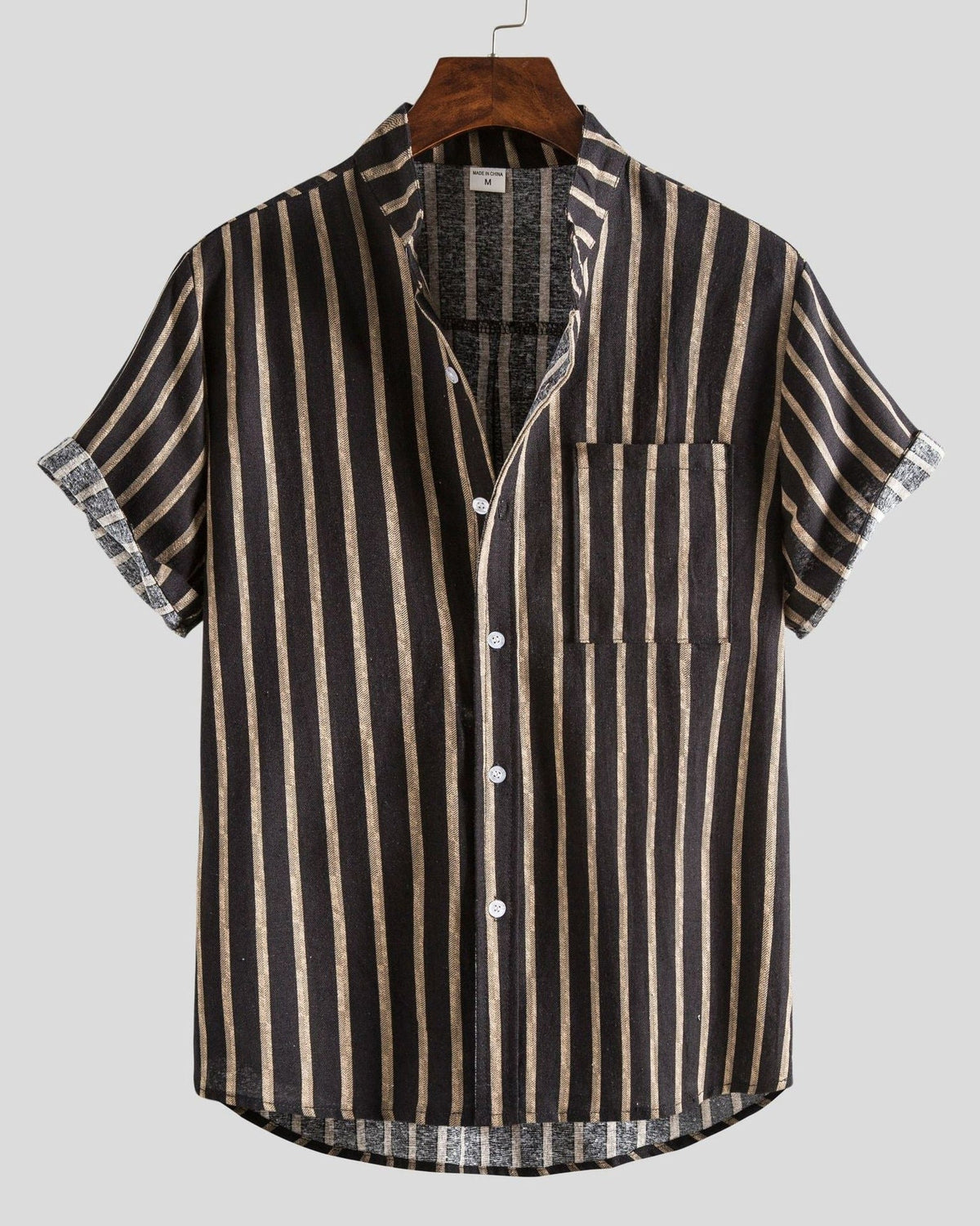 Men's short sleeve shirt with geometric and leafy floral print