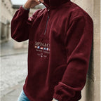 Men's quarter-zip sweater with Monaco graphic, mock neck and long sleeves