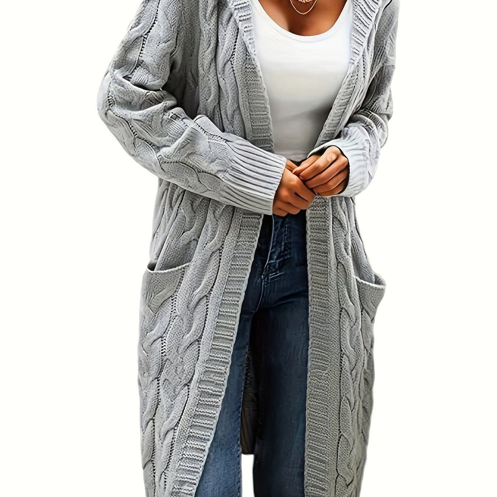 Women's knitted button-front cardigan with long sleeves