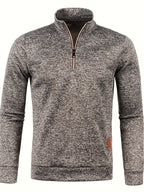 Men's textured half-zip jumper with stand collar and long sleeves